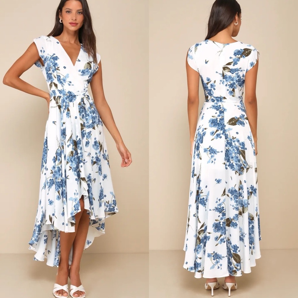 Lulus | French Countryside White Floral Print High-Low Dress